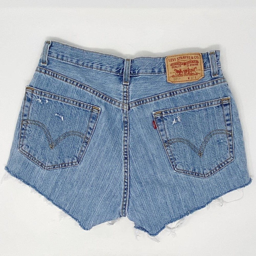 LEVI'S | Distressed Denim Cut-Off Shorts - Picture 2 of 9